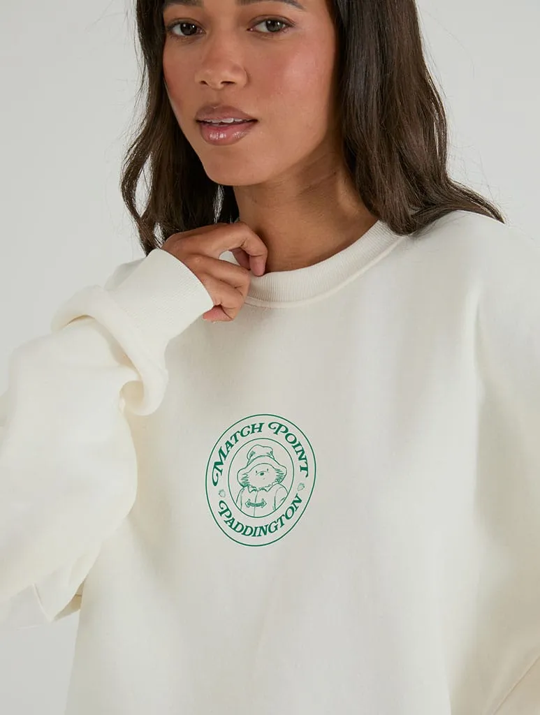 Paddington x Skinnydip Match Point Tennis Sweatshirt In White sold by Skinnydip London