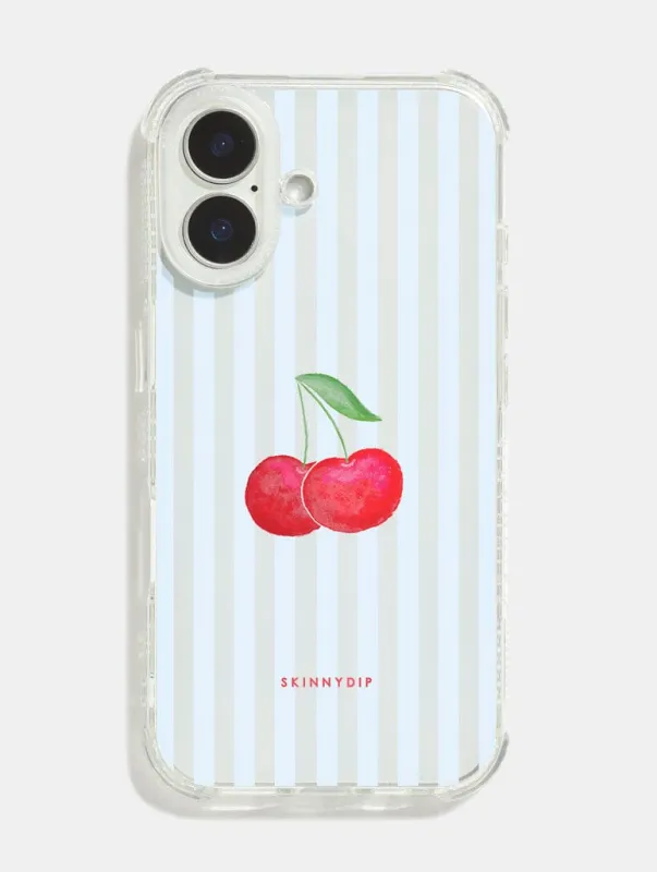 Cherry Stripes Shock iPhone Case made by Skinnydip London