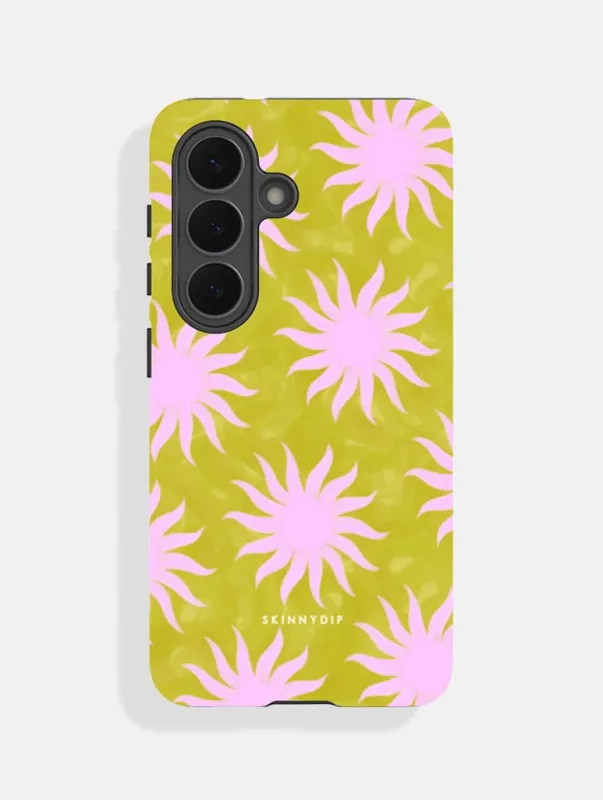 Sunshine Swirls Green And Pink Ultra Protective Samsung Case made by Skinnydip London