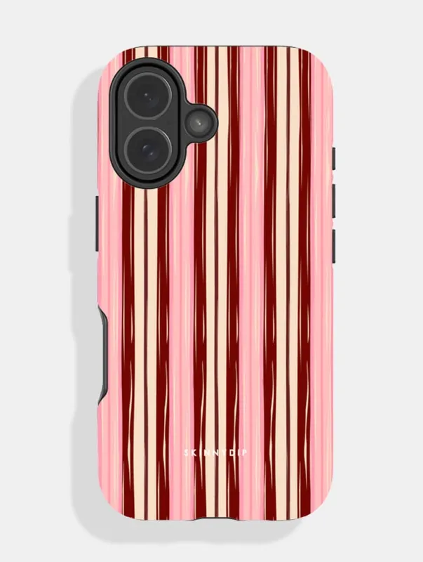 Multi Stripe Pink And Brown Ultra Protective iPhone Case made by Skinnydip London