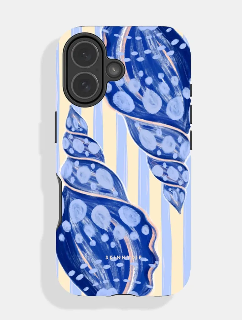 Shell Stripe Blue And Yellow Ultra Protective iPhone Case sold by Skinnydip London