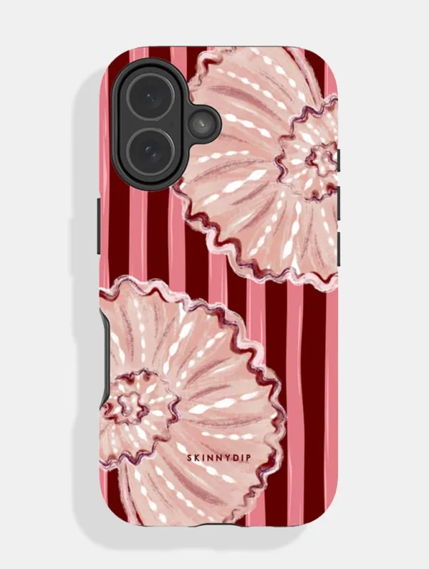 Shell Stripe Pink And Burgundy Ultra Protective iPhone Case made by Skinnydip London
