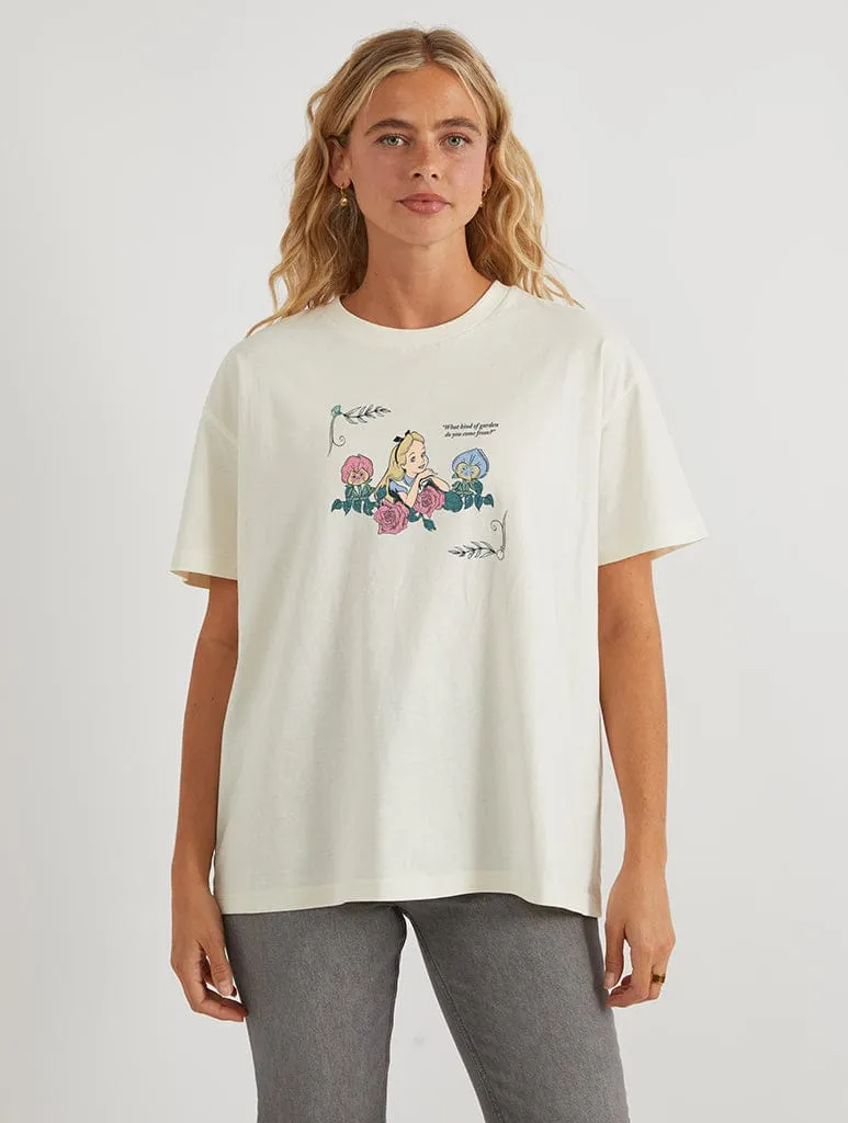 Disney Alice In Wonderland Flower Garden T-Shirt In White sold by Skinnydip London product image thumbnail 2