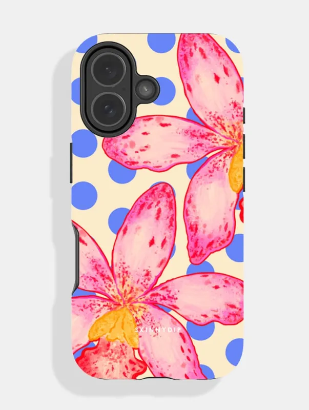 Floral Spots Cream Blue And Pink Ultra Protective iPhone Case made by Skinnydip London