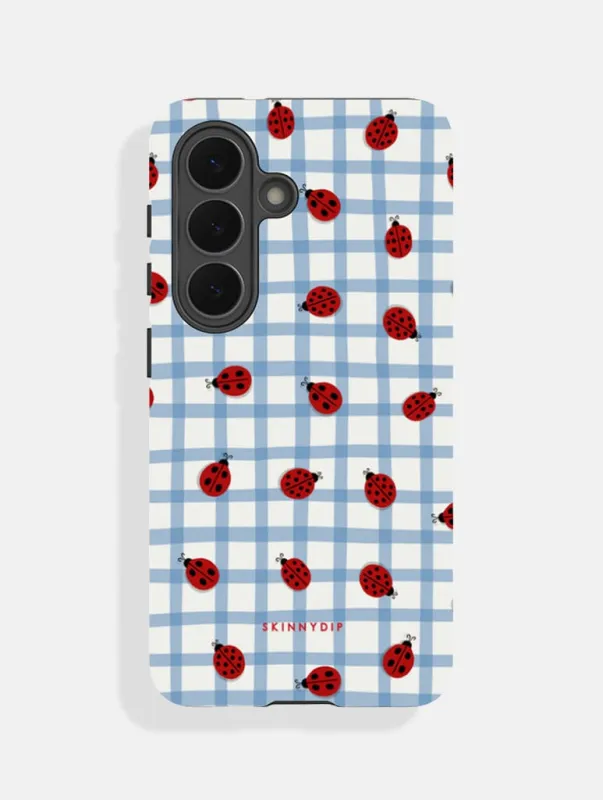 LadyBird Blue Gingham Repeat Ultra Protective Samsung Case made by Skinnydip London