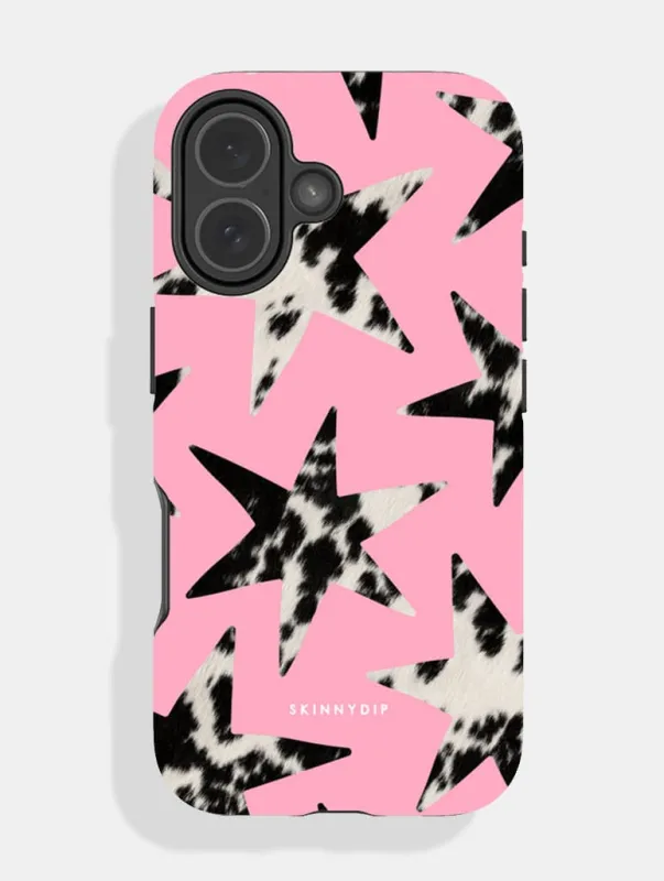 Cow Print Stars Pink Ultra Protective iPhone Case made by Skinnydip London