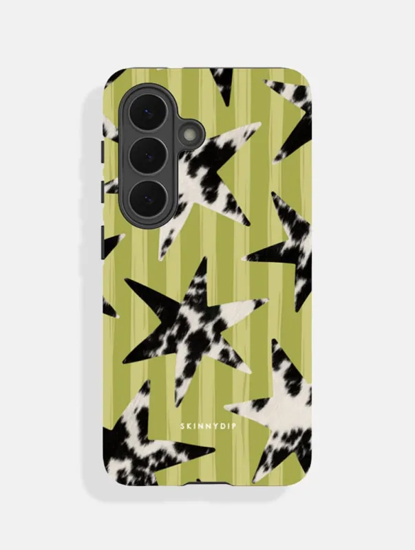 Cow Print Star Stripe Green Ultra Protective Samsung Case made by Skinnydip London