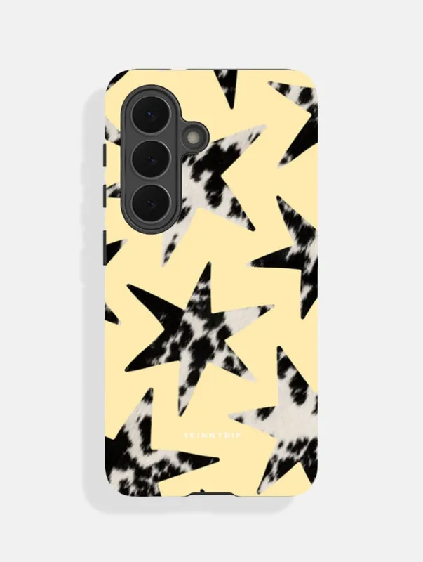 Cow Print Stars Yellow Ultra Protective Samsung Case made by Skinnydip London