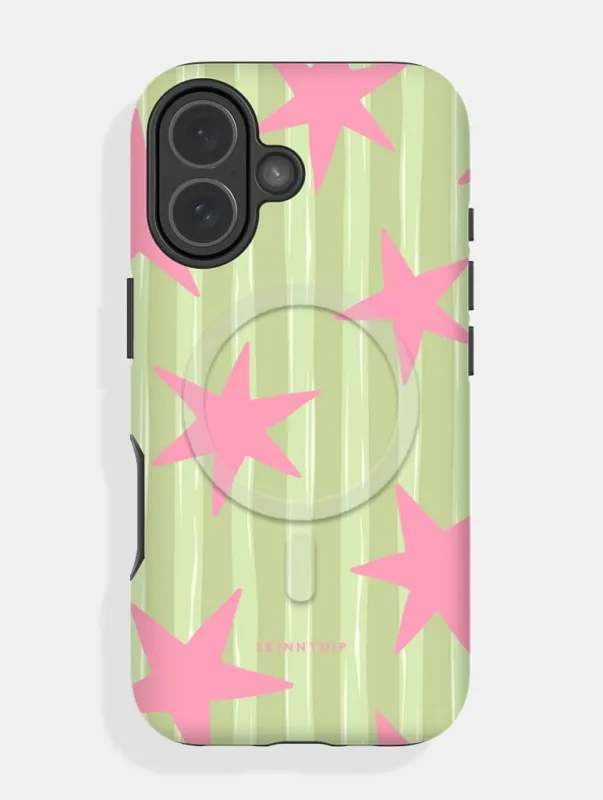 Stars and Stripes Matcha and Pink Magsafe Ultra Protective iPhone Case made by Skinnydip London