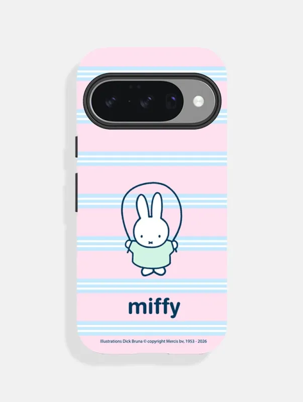Miffy x Skinnydip Miffy Skipping Stripe Ultra Protective Google Pixel Case made by Skinnydip London