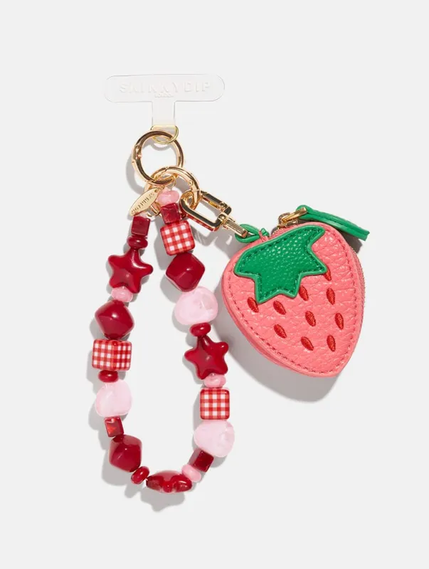 Strawberry Purse Charm Beaded Strap made by Skinnydip London