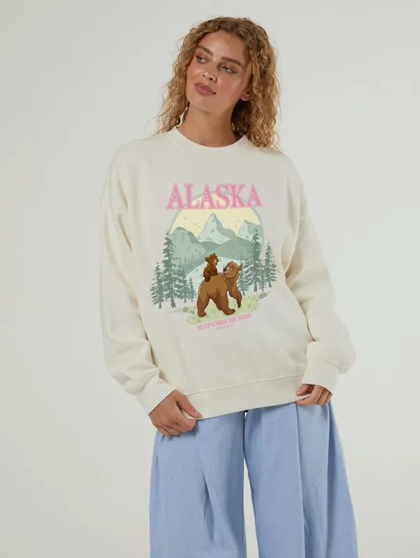 Disney Brother Bear Alaska Sweatshirt In White made by Skinnydip London