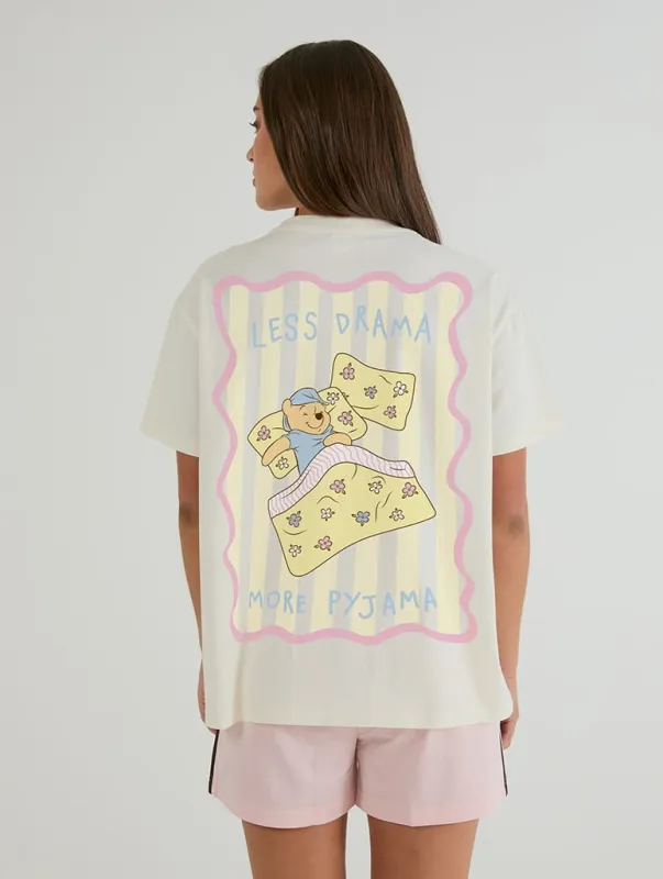 Disney Winnie The Pooh Less Drama More Pyjama T-Shirt In White made by Skinnydip London