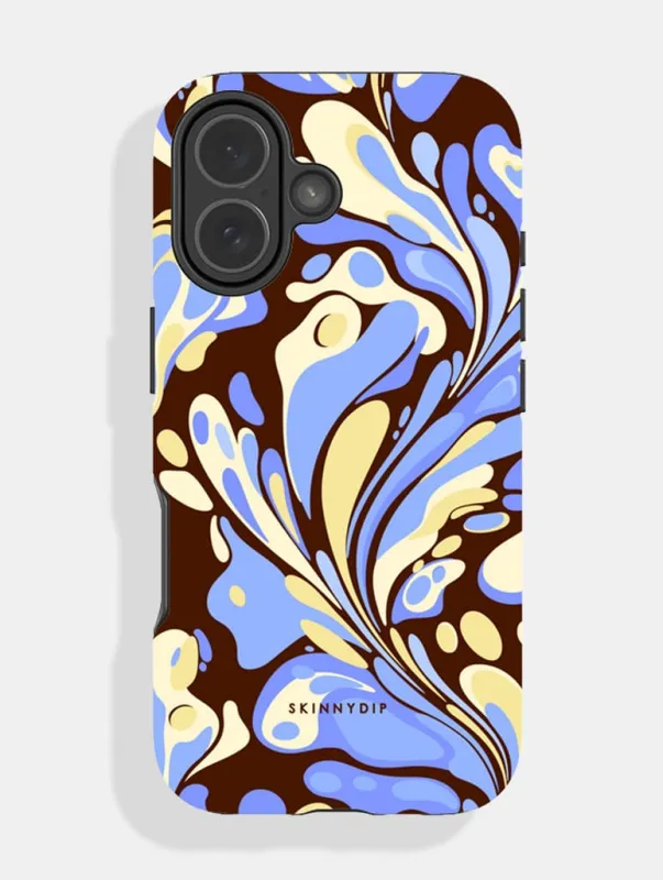 Marble Swirl Brown Blue And Yellow Ultra Protective iPhone Case made by Skinnydip London