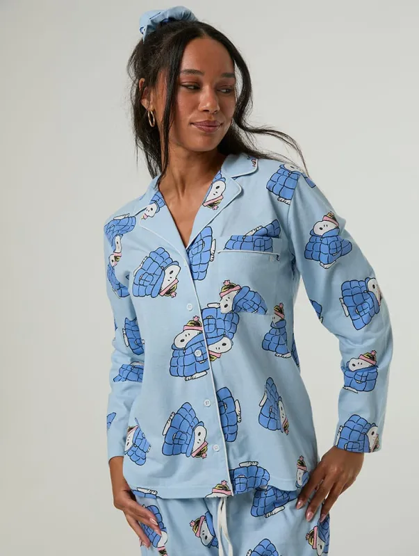 Peanuts x Skinnydip Snoopy Coat Pyjama Set with Scrunchie made by Skinnydip London