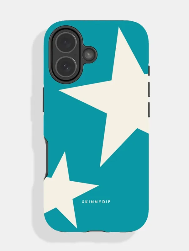 Two Stars Dark Turquoise & Ecru Ultra Protective iPhone Case made by Skinnydip London