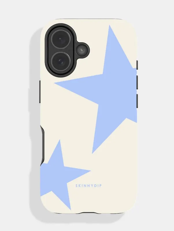 Two Stars Ecru & Blue Ultra Protective iPhone Case made by Skinnydip London