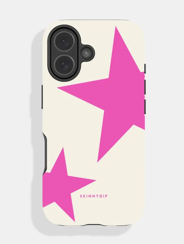 Two Stars Ecru & Dark Pink Ultra Protective iPhone Case made by Skinnydip London