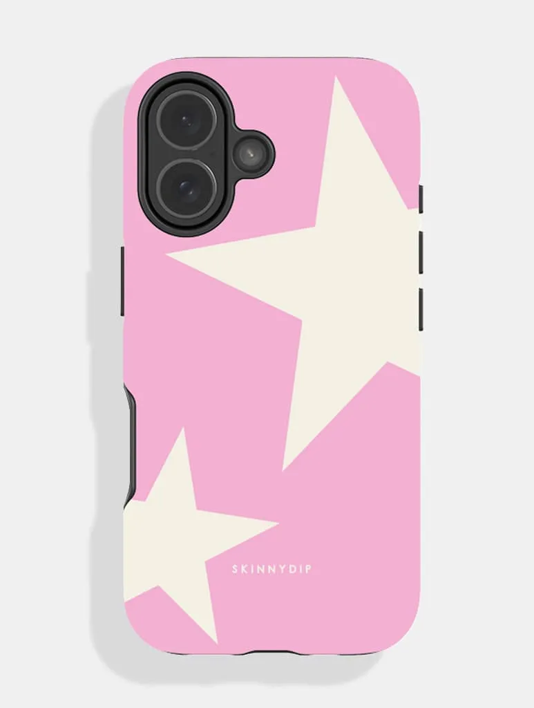 Two Stars Light Pink & Ecru Ultra Protective iPhone Case sold by Skinnydip London