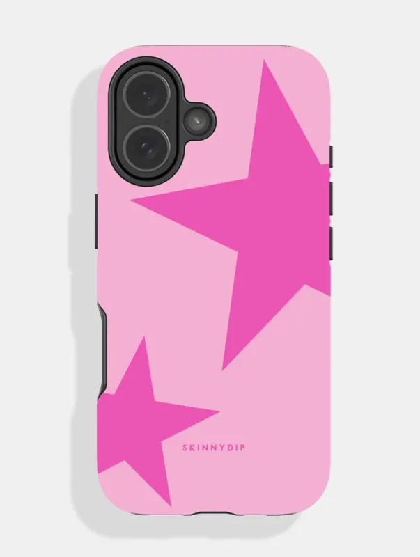 Two Stars Double Pink Dark Ultra Protective iPhone Case made by Skinnydip London