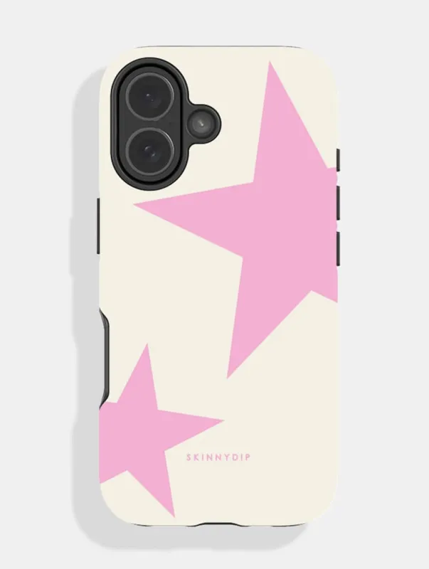 Two Stars Ecru & Light Pink Ultra Protective iPhone Case made by Skinnydip London