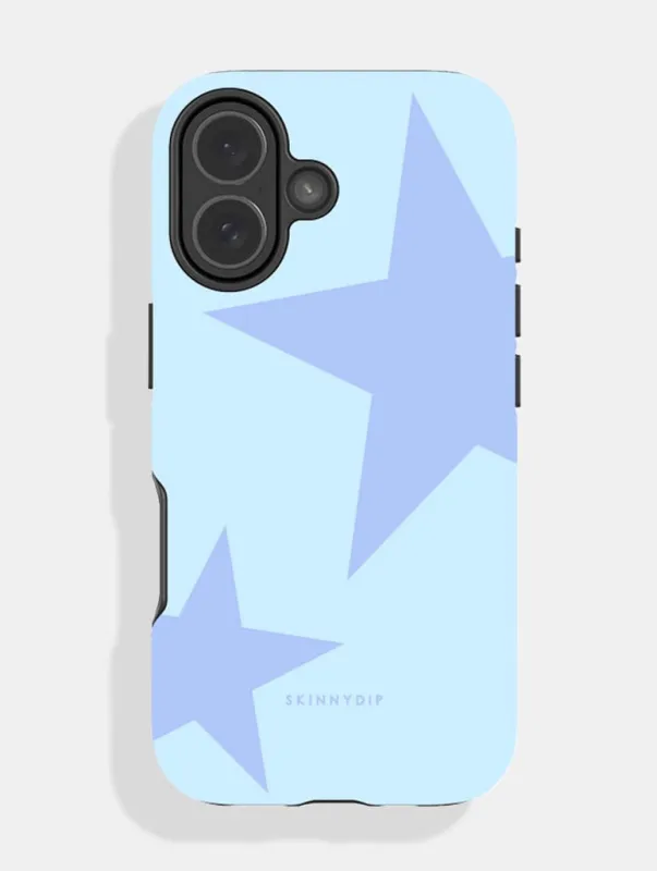 Two Stars Light Blue & Dusty Blue Ultra Protective iPhone Case made by Skinnydip London