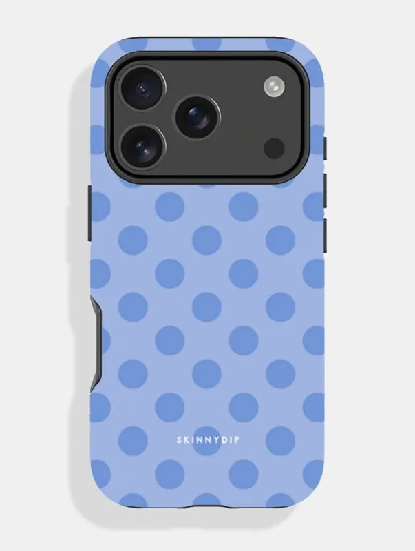 Blue Large Polka Dot Ultra Protective iPhone Case made by Skinnydip London