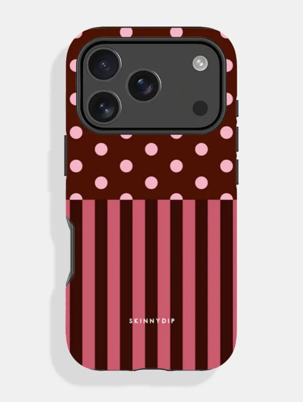 Mixed Pattern Blush And Brown Ultra Protective iPhone Case made by Skinnydip London