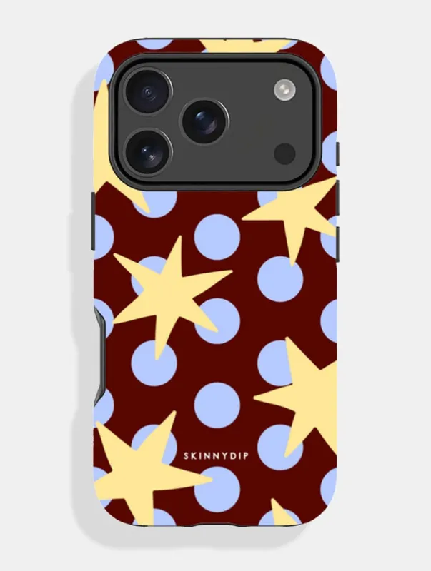 Stars and Spots Blue Brown And Yellow Ultra Protective iPhone Case made by Skinnydip London