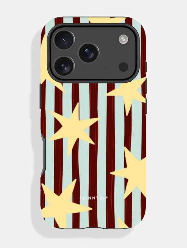 Stars and Stripes Blue Brown and Yellow Ultra Protective iPhone Case made by Skinnydip London