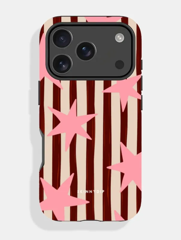 Stars and Stripes Pink And Brown Ultra Protective iPhone Case made by Skinnydip London