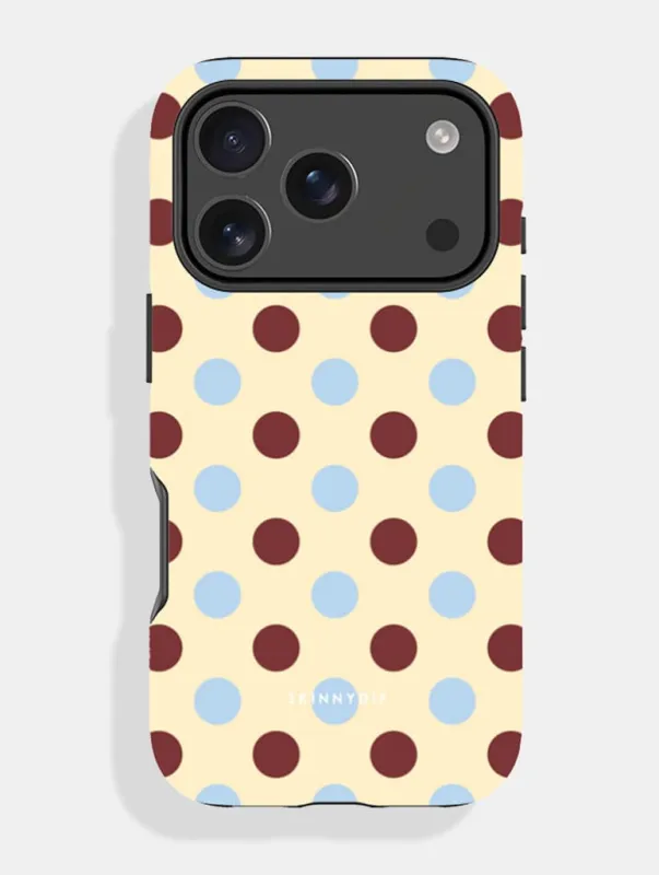 Yellow Brown Blue Large Polka Dot Ultra Protective iPhone Case made by Skinnydip London