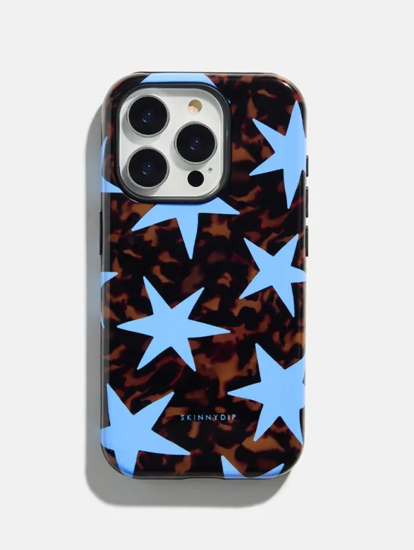 Blue Starry Tortoise Shell Ultra Protective iPhone Case made by Skinnydip London