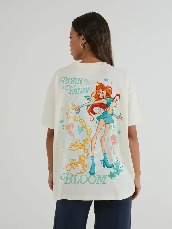 Winx Club x Skinnydip Bloom Born To Be A Fairy T-Shirt In White made by Skinnydip London