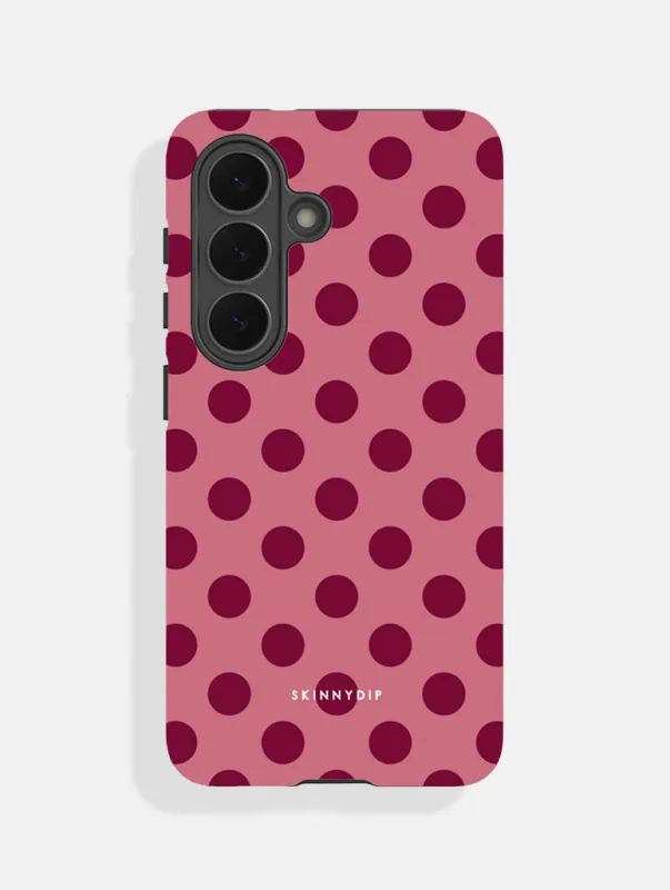Burgundy Red Large Polka Dot Ultra Protective Samsung Case made by Skinnydip London
