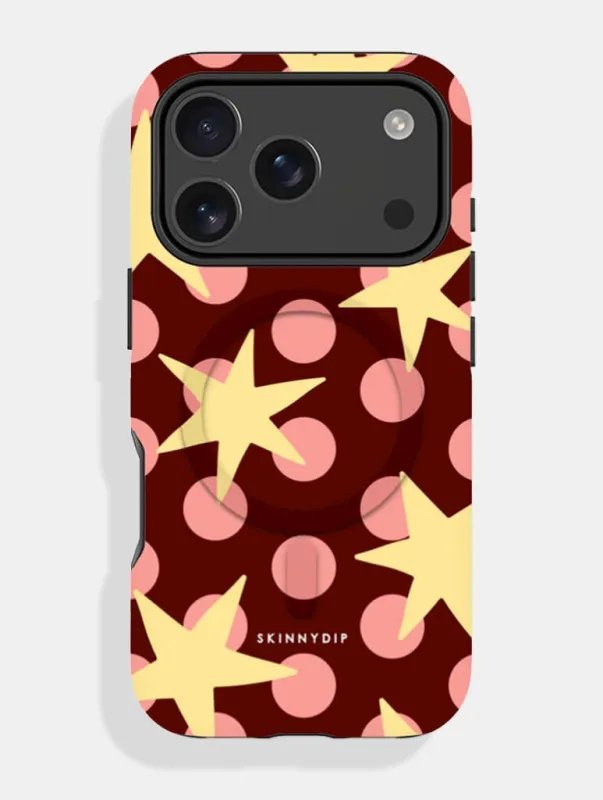 Stars and Spots Pink Yellow And Brown MagSafe Ultra Protective iPhone Case made by Skinnydip London