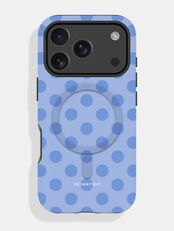 Blue Large Polka Dot MagSafe Ultra Protective iPhone Case made by Skinnydip London