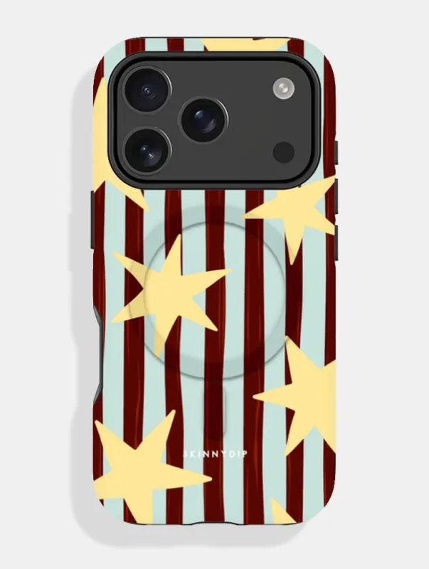 Stars and Stripes Blue Brown and Yellow Magsafe Ultra Protective iPhone Case made by Skinnydip London
