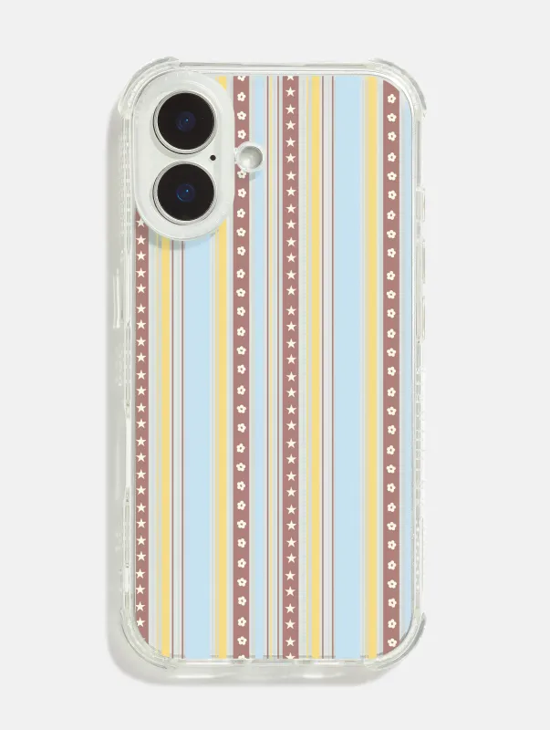 Patterned Stripe Yellow Blue & Brown Shock iPhone Case made by Skinnydip London