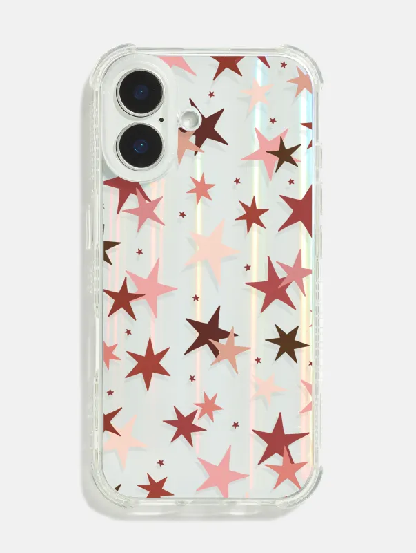 Burgundy Ditsy Stars Holo Shock iPhone Case made by Skinnydip London