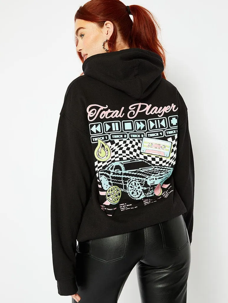 Total Player Graphic Black Hoodie sold by Skinnydip London