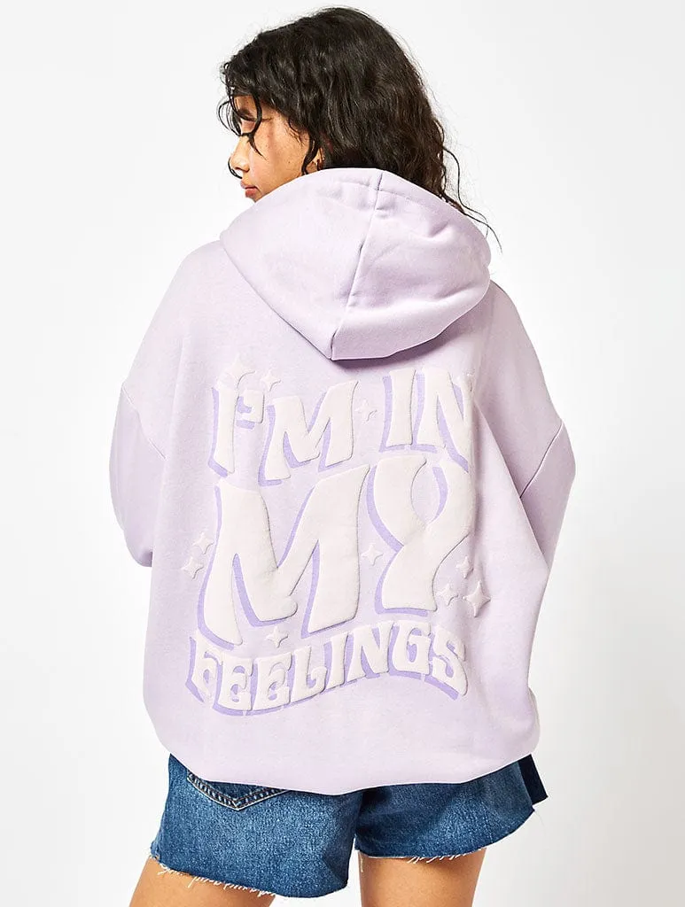 In My Feelings Lilac Oversized Hoodie sold by Skinnydip London