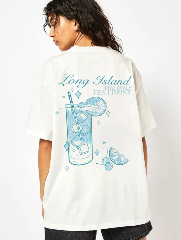 Long Island T-Shirt In Ecru sold by Skinnydip London