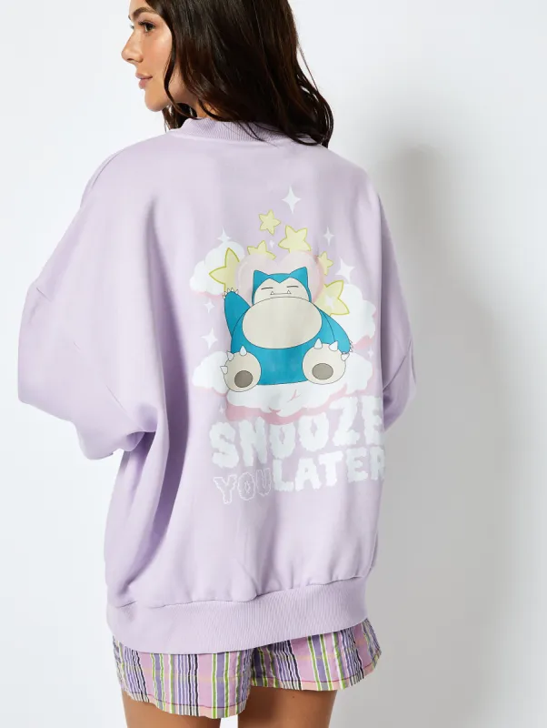 Pokemon #0143 Snorlax Sweatshirt in Lilac sold by Skinnydip London