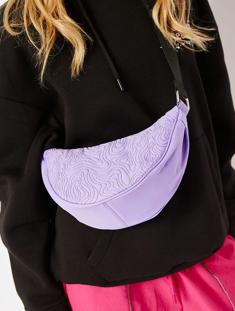 Lilac Swirl Quilted Nylon Hobo Cross Body Bag sold by Skinnydip London product image thumbnail 3
