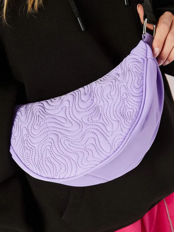 Lilac Swirl Quilted Nylon Hobo Cross Body Bag made by Skinnydip London