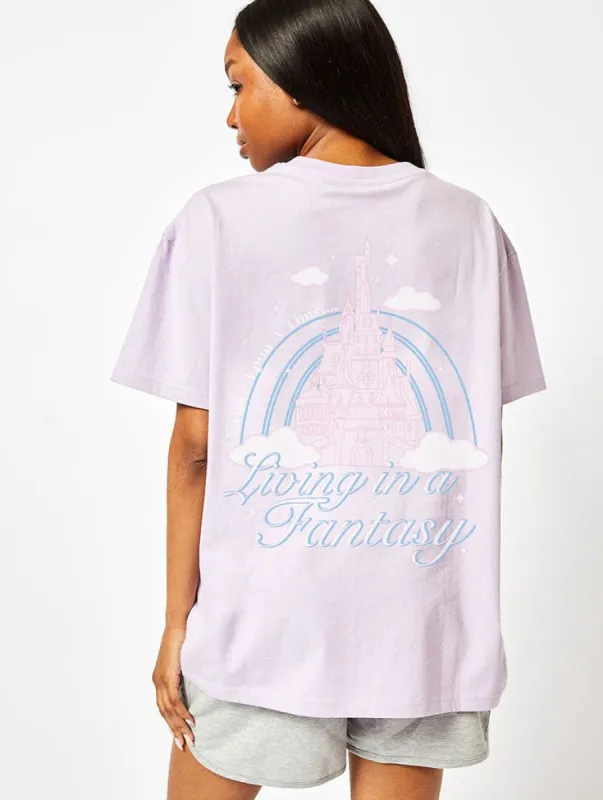 Disney Living In A Fantasy T-Shirt In Lilac sold by Skinnydip London