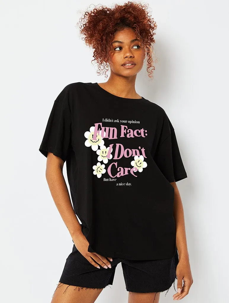 Fun Fact Black T-Shirt sold by Skinnydip London