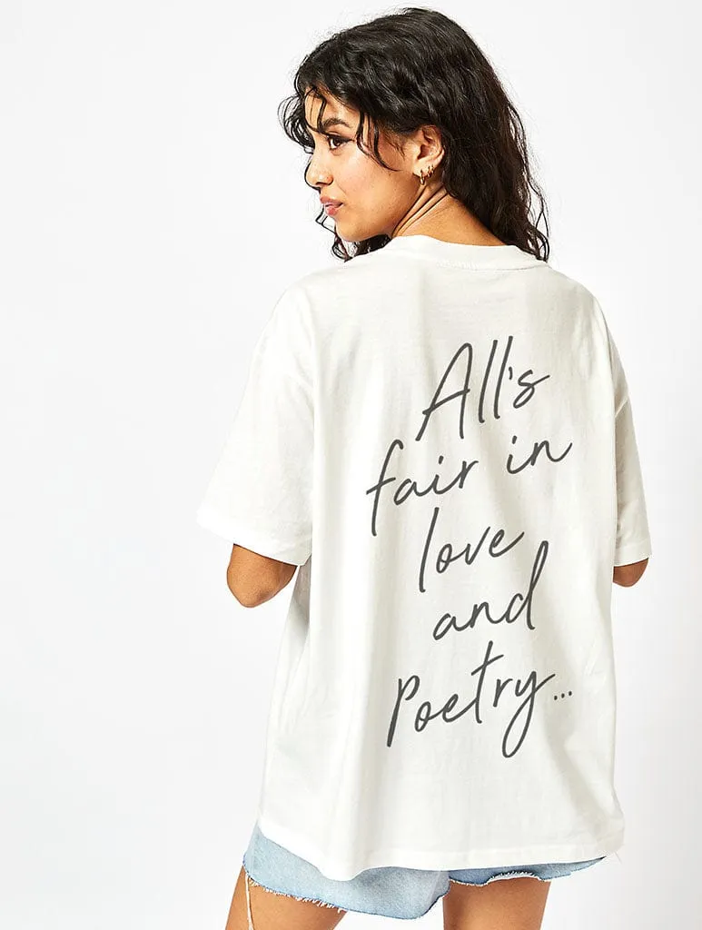 All's Fair In Love And Poetry T-Shirt In Ecru sold by Skinnydip London