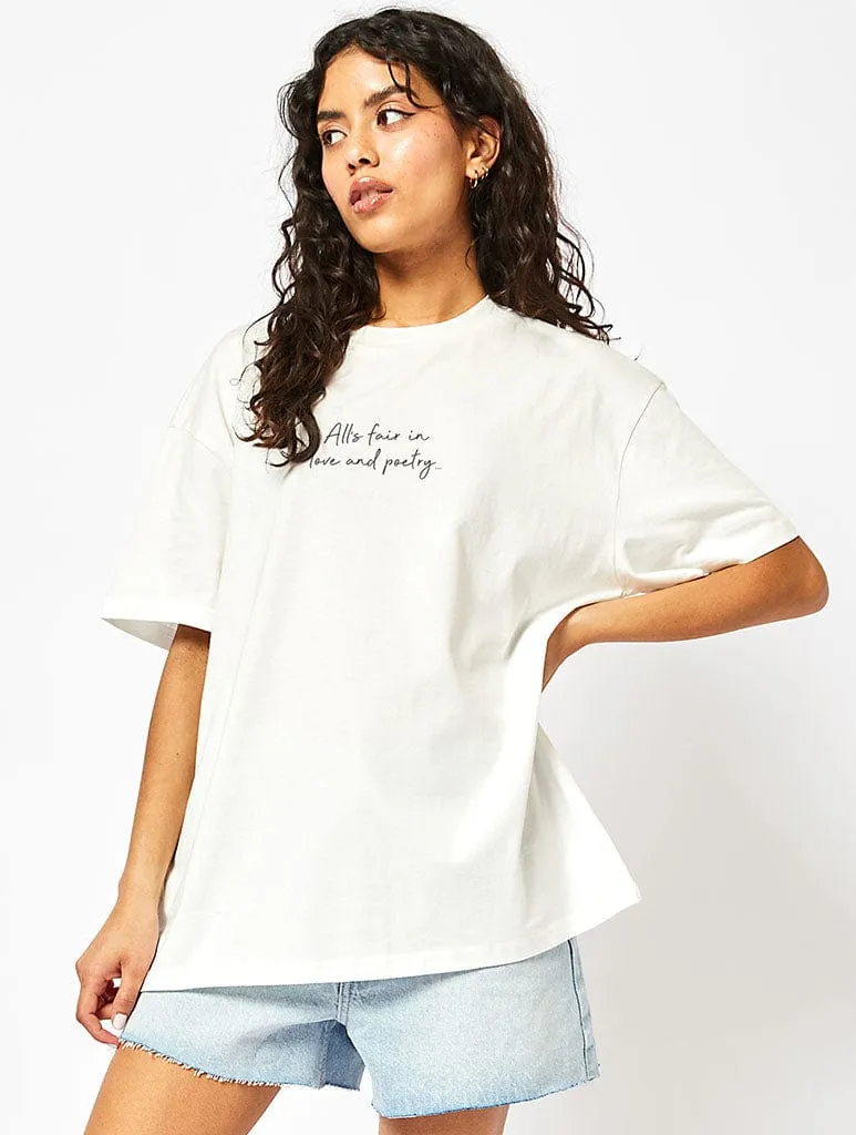 All's Fair In Love And Poetry T-Shirt In Ecru sold by Skinnydip London product image thumbnail 2